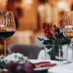 wine glasses on christmas table